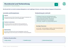 Vorschau - Stundenentwürfe - Informatik Passwortsicherheit kennenlernen - Seite 1