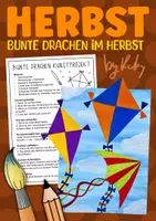 Vorschau - Arbeitsblätter - Bunte Drachen im Herbst - Komplementär Farben Kunstprojekt - Deckblatt