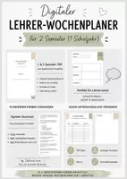 Vorschau - Stundenentwürfe - Wochenplaner für 2 Semester → Grün/Beige💚 - Deckblatt