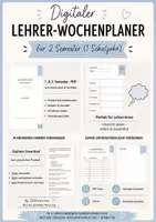 Vorschau - Stundenentwürfe - Wochenplaner für 2 Semester → blau/creme🩵 - Deckblatt