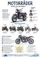 Vorschau - Arbeitsblätter - Lernplakat + Arbeitsblätter zum Thema "Motorrad" + Lösung & MP3 + Infografik - Deckblatt