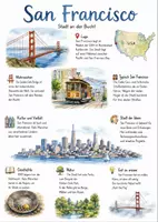 Vorschau - Arbeitsblätter - Lernposter + AB mit Fragen zum Thema "San Francisco" + Lösungsblatt + Infografik - Deckblatt