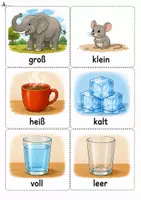 Vorschau - Spiele - Gegensätze-Suchspiel Deutsch – 24 Bildkarten mit 12 Gegensatzpaaren zum Ausschneiden - Seite 1