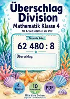 Vorschau - Arbeitsblätter - Überschlag Division | Mathematik Klasse 4 | 10 Arbeitsblätter als PDF - Deckblatt