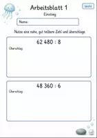 Vorschau - Arbeitsblätter - Überschlag Division | Mathematik Klasse 4 | 10 Arbeitsblätter als PDF - Seite 1
