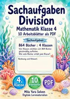 Vorschau - Arbeitsblätter - Sachaufgaben Division | Mathematik Klasse 4 | 10 Arbeitsblätter als PDF - Deckblatt