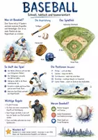Vorschau - Arbeitsblätter - Lernplakat + Arbeitsblätter zum Thema "Baseball" + Lösung & MP3 + Mindmap + Infografik - Deckblatt