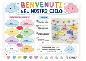 anteprima - Etichette / Segnalibri - Cartellone di benvenuto accoglienza scuola infanzia - Pagina di copertina