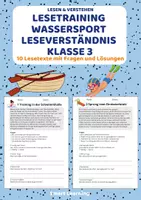 Vorschau - Stundenentwürfe - Lesetraining Wassersport | Leseverständnis Klasse 3 - Deckblatt