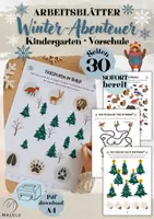 Vorschau - Arbeitsblätter - Winterabenteuer | Vorschulübungen & Arbeitsblätter für Kindergarten - Deckblatt