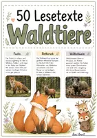 Vorschau - Merkblätter - Waldtiere – 50 Sachtexte zu Waldtieren | Lernkartei - Deckblatt