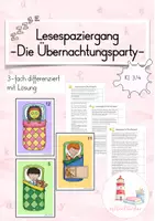 Vorschau - Arbeitsblätter - Lesespaziergang "Die Übernachtungsparty" Leseförderung/ Leseverständnis (Kl. 3/4) - Deckblatt