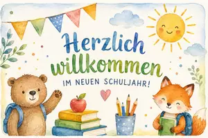 Vorschau - Bildkarten - Willkommenskärtchen Schulstart – Liebe Botschaften für Kinder | GRATIS - Seite 1