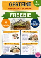 Vorschau - Arbeitsblätter - Gesteine & Mineralien – 4 Arbeitsblätter mit Lösungen | Freebie Klasse 5 - Deckblatt
