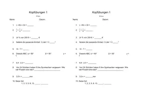 Vorschau - Test - 18 Kopfübungen Mathe Klasse 8 (Realschulniveau) - Deckblatt