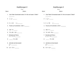 Vorschau - Test - 18 Kopfübungen Mathe Klasse 8 (Realschulniveau) - Seite 1