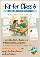 Vorschau - Unterrichtsreihen - Fit for Class 6 – English Revision Workbook Klasse 5/6 - vierfach differenziert inkl. eigener Förderversion / DaZ-Version - Deckblatt