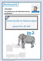 Vorschau - Arbeitsblätter - Genug Platz für die Elefanten? - Einführung in die Flächenberechnung am Rechteck - Deckblatt