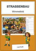 Vorschau - Arbeitsblätter - Straßenbau Wimmelbild-Lernheft Grundschule DaZ/DaF mit Lösungen - Deckblatt