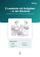 Vorschau - Arbeitsblätter - In der Bäckerei | 5 Lesetexte mit Aufgaben & Lösungen – Leseverständnis Klasse 3–4 - Deckblatt