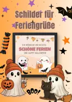Vorschau - Anderer Materialtyp - Feriengruß Halloween und Herbstferien Schilder - Deckblatt