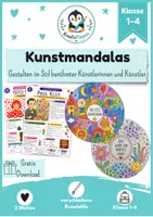 Vorschau - Mal- und Bastelvorlagen - Freebie Kunstunterricht Grundschule – 2 Künstler-Mandalas mit Künstlerseiten & Kunststilen - ohne Vorbereitung - Deckblatt