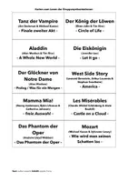 Vorschau - Aufgabenkarten - Präsentationskarten zum Losen & Gruppeneinteilung "Musicals im Überblick - Schwerpunkt Andrew Lloyd Webber; Klasse 7-8 - Seite 1