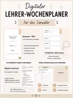 Vorschau - Stundenentwürfe - Wochenplaner für 1 Semester → beige🤎 - Deckblatt
