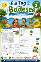 Vorschau - Arbeitsblätter - Ein Tag am Badesee | Leseverständnis, Wortschatz & Schreiben - Deckblatt