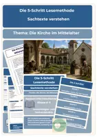 Vorschau - Unterrichtsreihen - 5-Schritt-Lesemethode Mittelalter Kirche Sachtext differenziert Klasse 4-6 - Deckblatt