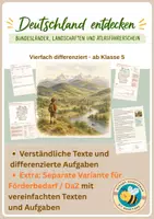 Vorschau - Unterrichtsreihen - Deutschland entdecken: Bundesländer, Landschaften und Atlasführerschein - vierfach differenziert inkl. eigener Förderversion / DaZ-Version - Deckblatt