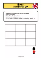 Vorschau - Arbeitsblätter - Bingo numbers 1-20 - Deckblatt