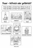Vorschau - Arbeitsblätter - Element Feuer – Lernmappe mit 14 Arbeitsblättern in schwarz-weiß als Kopiervorlage | Feuerwehr, Brandschutz & Feuer-Quiz I 2. bis 4. Klasse - Seite 2