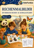 Vorschau - Arbeitsblätter - 20 Rechenmalbilder Tiere Klasse 1–2 – Addition & Subtraktion bis 20 mit Lösungen - Deckblatt