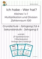 Vorschau - Spiele - „Ich habe, wer hat?“ – Kleines 1×1 – (Multiplikation und Division) – Mathe-Spiel Klasse 3/4 - Deckblatt