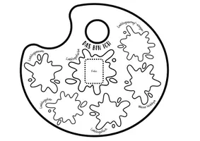 Vorschau - Mal- und Bastelvorlagen - Mischpalette mit Pinsel - Steckbrief - Seite 1