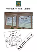 Vorschau - Mal- und Bastelvorlagen - Mischpalette mit Pinsel - Steckbrief - Deckblatt