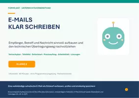 Vorschau - Stundenentwürfe - Richtige E-Mail-Kommunikation lernen Klasse 7/8 Informatik - Deckblatt