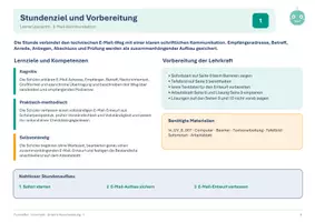 Vorschau - Stundenentwürfe - Richtige E-Mail-Kommunikation lernen Klasse 7/8 Informatik - Seite 1