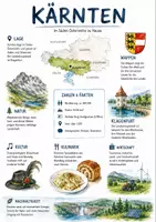 Vorschau - Arbeitsblätter - Lernplakat + AB mit Fragen zum Thema "Kärnten" + Lösungsblatt + Mindmap + Infografik - Deckblatt