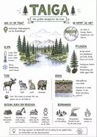 Vorschau - Arbeitsblätter - Lernposter + Arbeitsblätter zum Thema "Taiga" + Lösung & MP3 + Mindmap + Infografik - Deckblatt