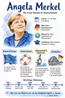Vorschau - Arbeitsblätter - Lernposter + Arbeitsblätter zum Thema "Angela Merkel" + Lösung & MP3 + Mindmap + Infografik - Deckblatt