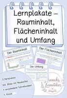 Vorschau - Poster - Lernplakate -Rauminhalt, Umfang und Flächeninhalt - Deckblatt