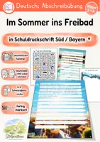 Vorschau - Unterrichtsreihen - Sommer - Abschreibübung "Freibad" in 4 Schul - Druckschriften und in 2 Schwierigkeitsstufen(D-A-CH) - Deckblatt