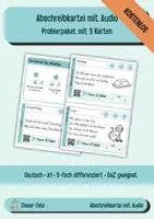 Vorschau - Fördermaterial/Inklusion - Kostenlos: Abschreibtexte mit Audio, differenziert – 3 Karten zum Testen | Deutsch A1, Grundschule - Deckblatt