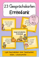 Vorschau - Spiele - Erntedank Gesprächskarten – Dankbarkeit, Teilen & Glauben | Religion Klasse 3/4 - Deckblatt