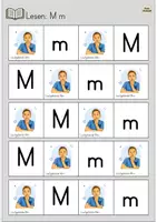 Vorschau - Arbeitsblätter - Leseschablone M/m – Buchstaben, Silben, Lautgebärde und Anlautbilder lesen - Seite 2