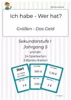 Vorschau - Spiele - Ich habe – Wer hat? Geldbeträge umrechnen (€, ct) | Klasse 5 - Deckblatt