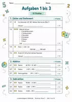 Vorschau - Arbeitsblätter - Mathe Eingangstest Klasse 5 – Lernstandserhebung zum Schuljahresbeginn (48 Punkte, mit Auswertung) - Seite 1