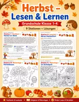 Vorschau - Stundenentwürfe - Herbst – Lesen, Wortschatz & Leseverständnis | 9 Stationen + Lösungen | 1.–4. Klasse - Deckblatt